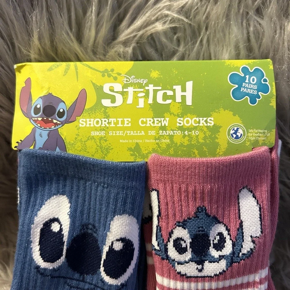 Disney Stitch Shortie Crew Socks Womens‎ Shoe Size 4-10
